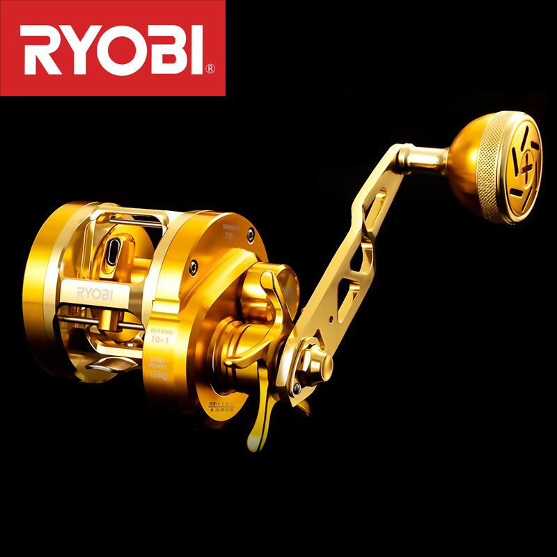 Ice Fishing Reel - JaponiaRYOBIryobiVARIUSValius złoty kołowrotek z metalową płytą,